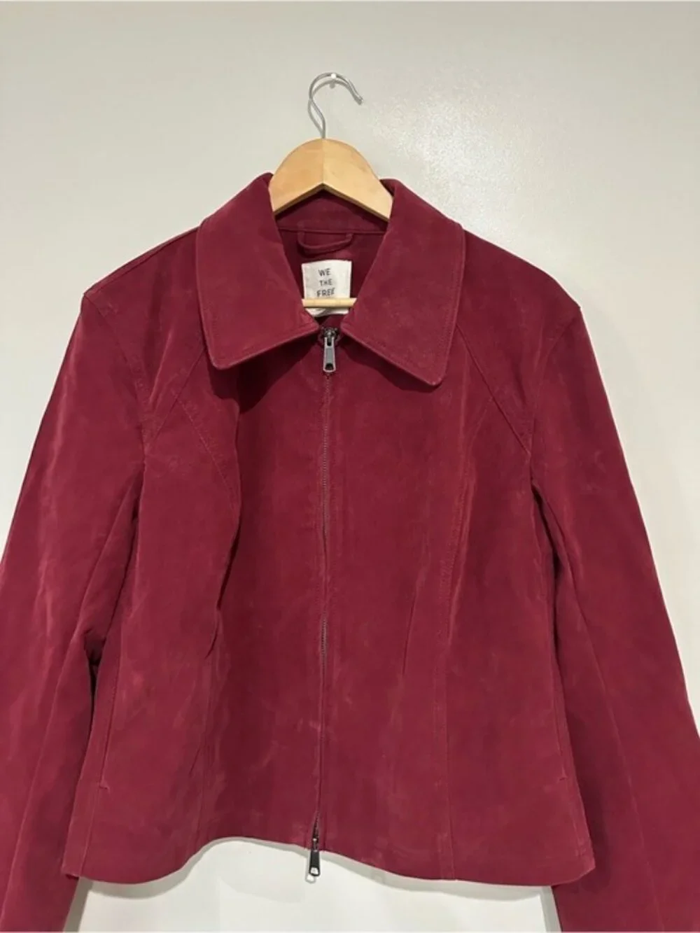 Free People We The Free Burgundy River Vegan Suede Jacket Women’s Large